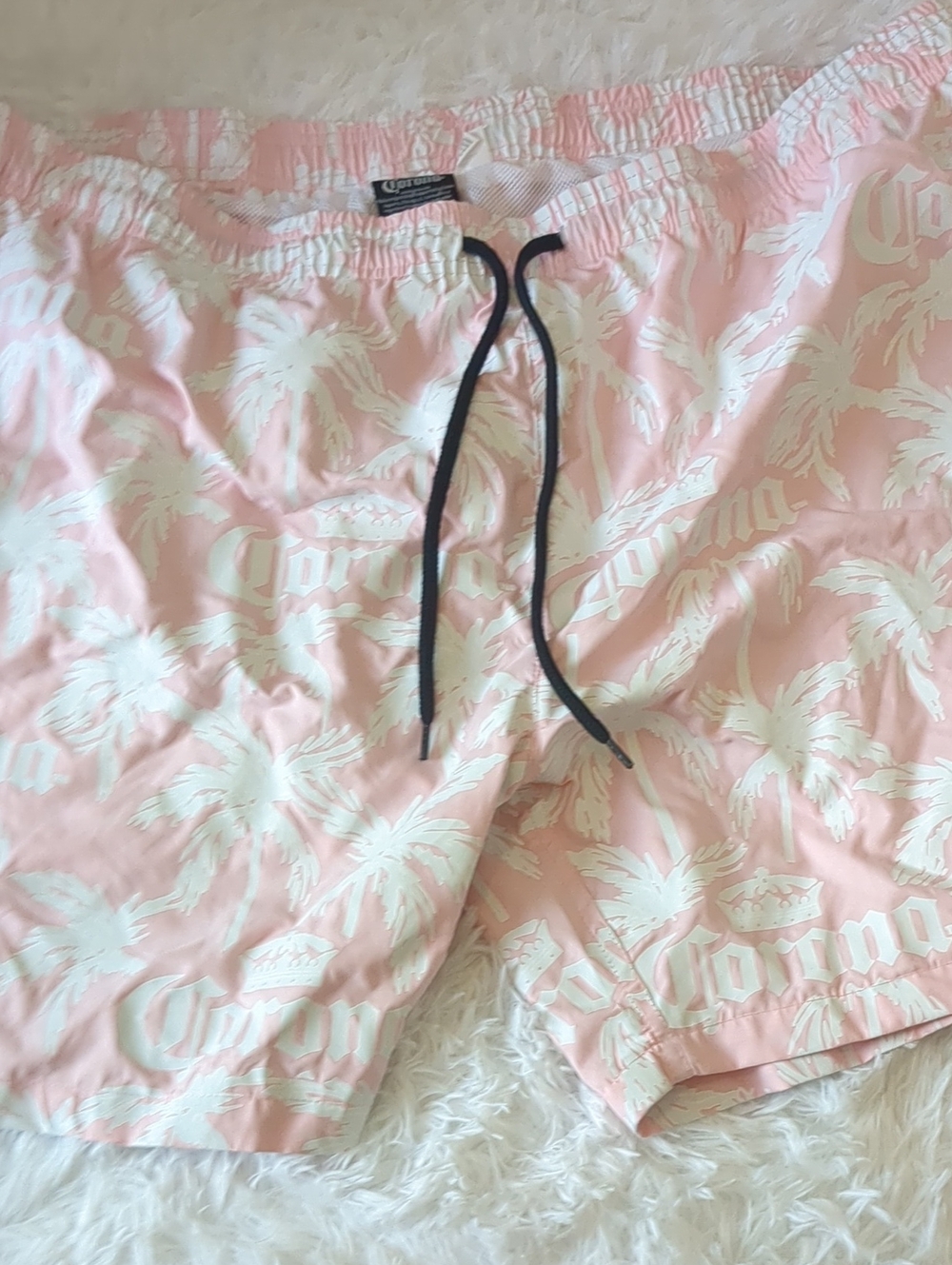 Corona Pink & White Palm-Print Mens Swim Shorts XXL